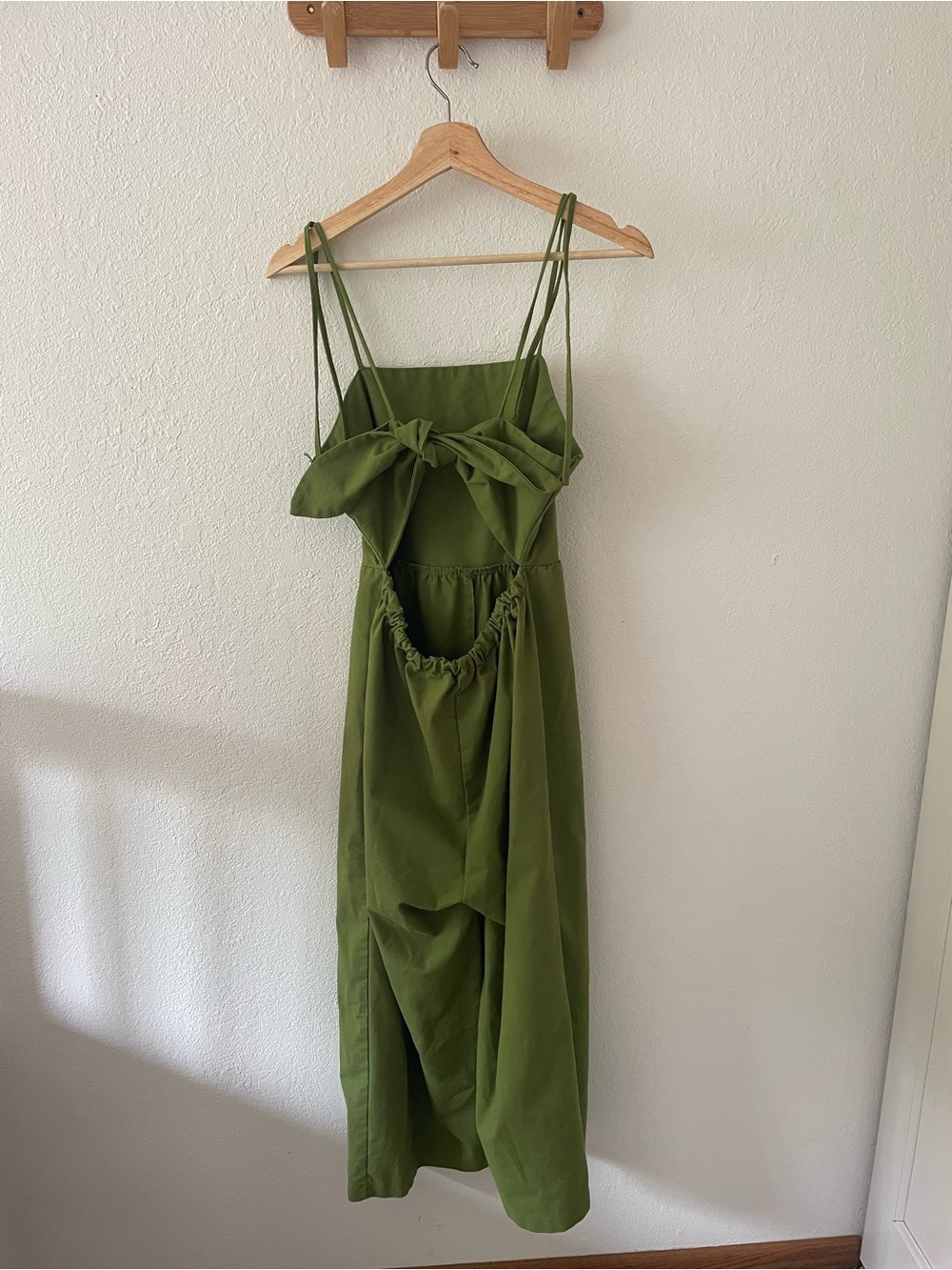Monteau Los Angeles Women’s Green Wide Leg Tie Back Cropped Linen Jumpsuit SZ S - Picture 5 of 12
